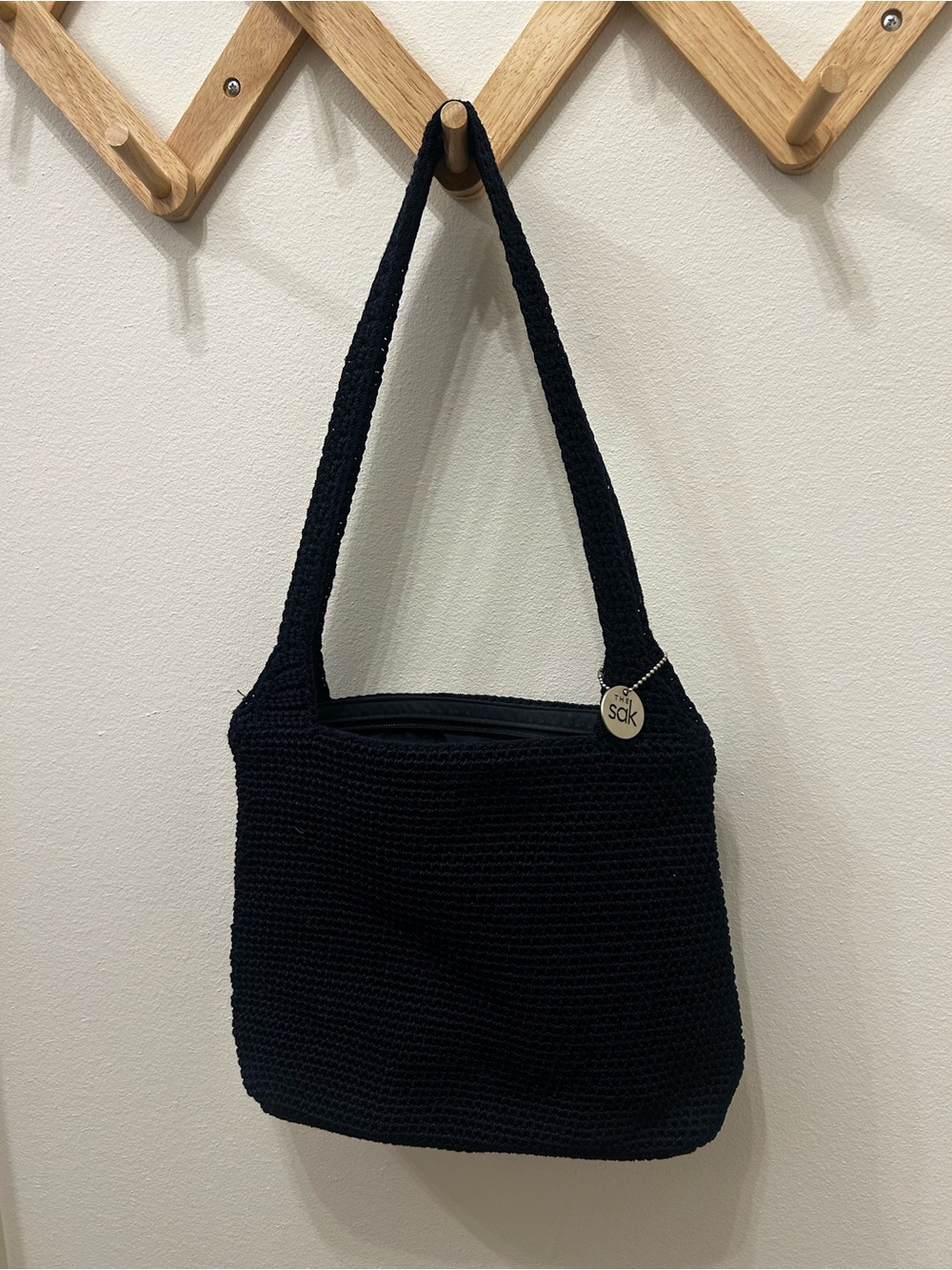 The Sak Navy Crochet Shoulder Bag